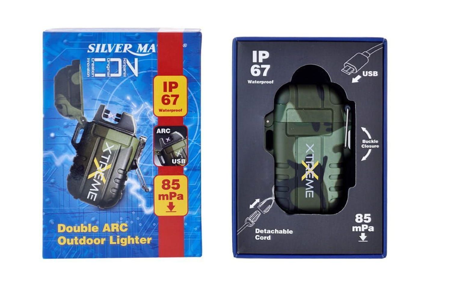 Zapalniczka wodoodporna elektryczna Silvermatch ARC z USB w kolorze moro  DIA-ZAP-40674268-ZIELONE MORO. Zapalniczka elektryczna. Zapalniczka na prezent. Zapalniczka na port USB. Wodoodporna zapalniczka (2).jpg